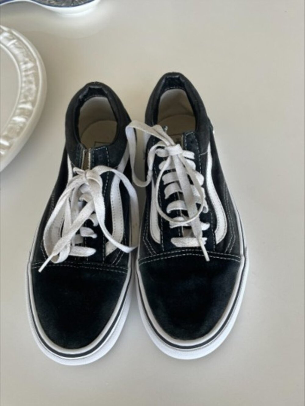 Vans Old Skool Black White Suede Canvas Low Top Skate Sneakers M 6.5 W 8